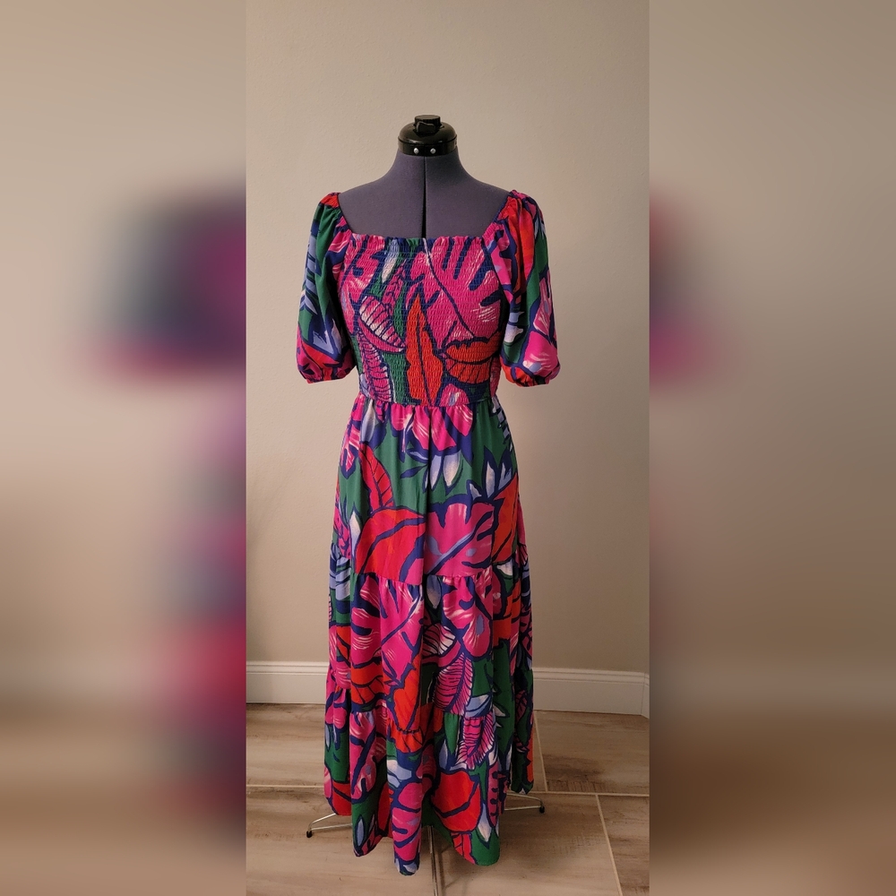 Roselyn Sanchez Tropical floral Maxi Dress L
